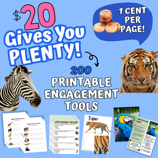 Zoo Animals Memory Care Bundle