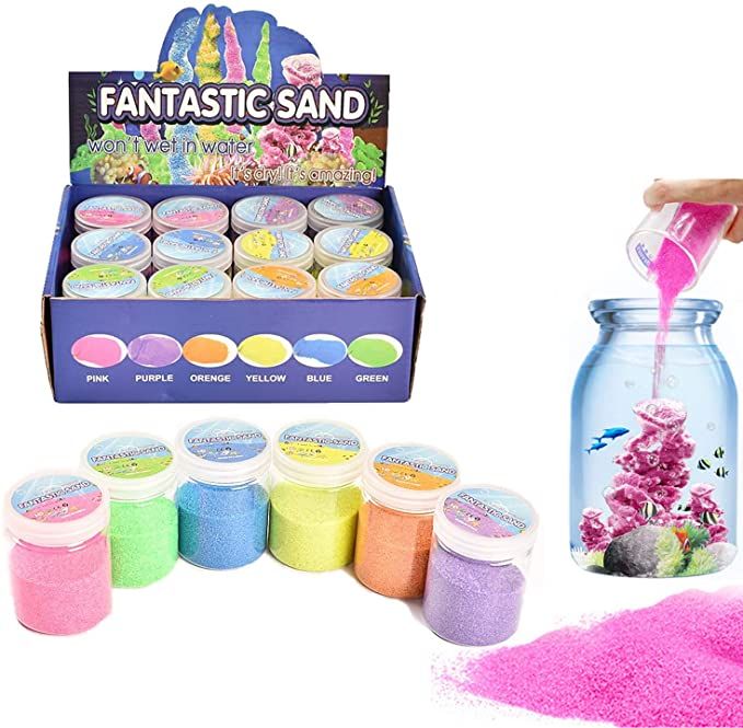 12-Pack Magic Sand, 4lbs – Atlantis Sand, Hydrophobic Space Sand – Blue Colored Play Sand for Kids & Adults