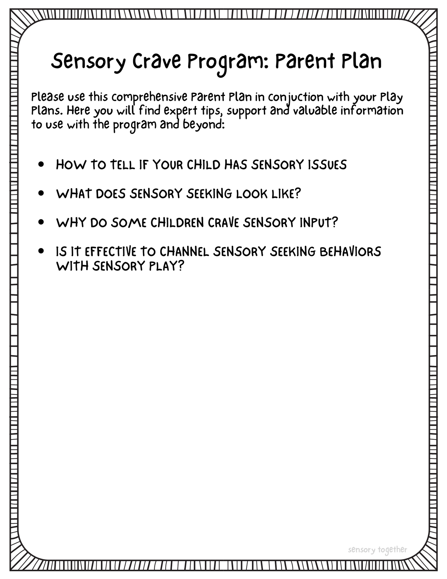 Sensory Crave Program (Sensory Seekers) *Digital Download*